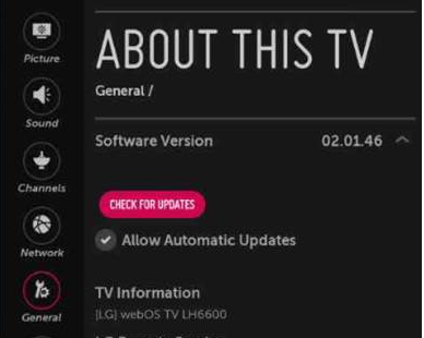 Update LG TV Framework