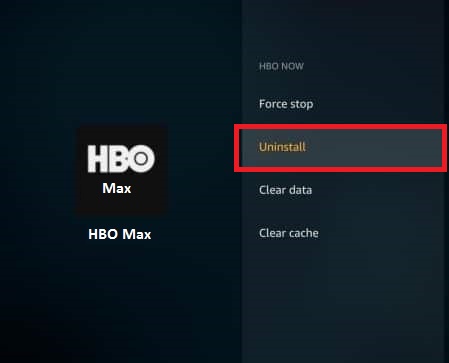 Uninstall the HBO Max App on FireStick