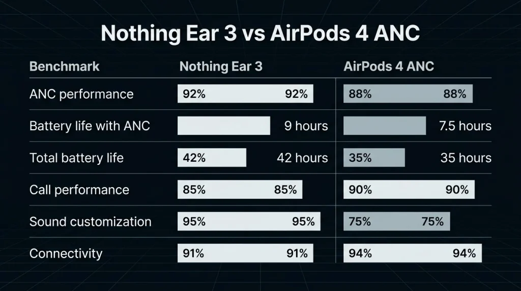 Nothing Ear 3 vs AirPods 4 ANC